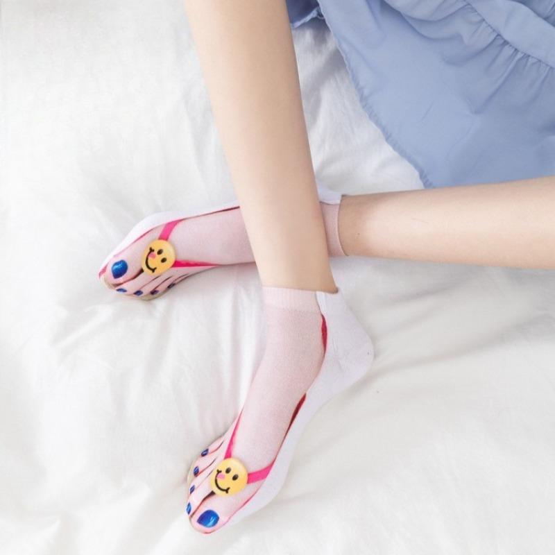 Summer Women's Socks Quirky 3D Printed Flip-flops Boat Socks for Women