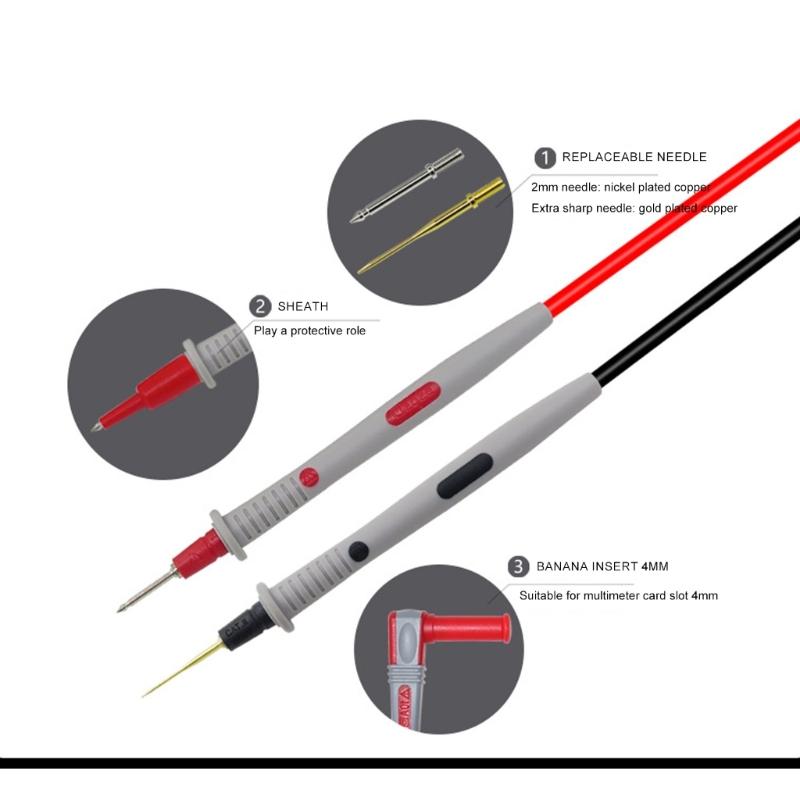 Multifunction Test Leads with Interchangeable Needle Temperature Resistant Multimeter Probes for Accurate Measurements