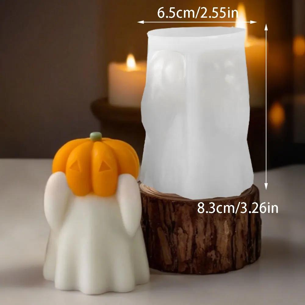 Cute Pumpkin Ghost Scented Candle Silicone Mould 3D Halloween Wax Candle Making Supplies DIY Painting Gypsum Clay Resin Mold Handmade Craft Home Decor