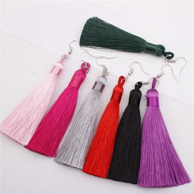 Tassel Earrings Beautiful 1 Pair Long Pattern Eardrop Bohemian Polychromatic Gift Earrings