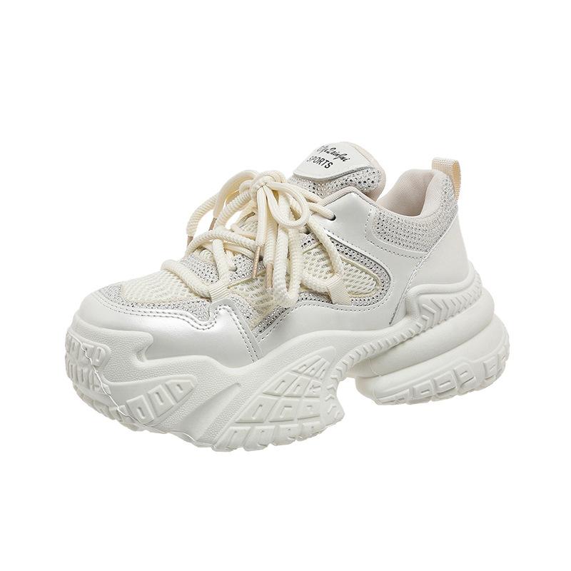Small Thick-soled Dad Shoes for Women Increase Ins Tide 2025 Spring New Versatile Rhinestone Casual Sports Shoes