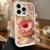 Phone Case: 2D Flat Design Suitable for iPhone 18 17 16 15 14 13 Pro Protective Case, Pink Clouds and Donuts, Perfect Christmas and Halloween Holiday