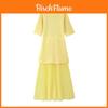 Elegantes Polyester-Kurzarmkleid mit Einsätzen und Rundhalsausschnitt für Damen für den Frühling