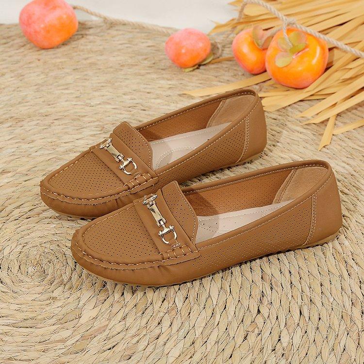 

Повседневные женские туфли на плоской подошве, мягкая подошва, мягкая поверхность, туфли для мамы, удобные, большого размера, женские туфли Doudou 43 коричневый