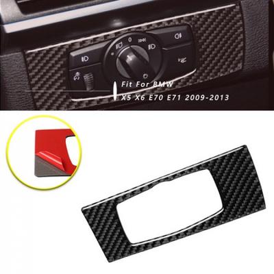 New Carbon Fiber Headlight Switch Frame Cover Trim For BMW X5 E70 X6 E71 2008-13