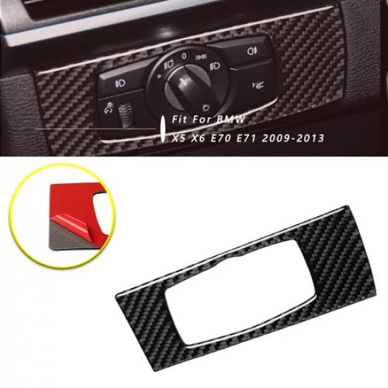 

New Carbon Fiber Headlight Switch Frame Cover Trim For BMW X5 E70 X6 E71 2008-13