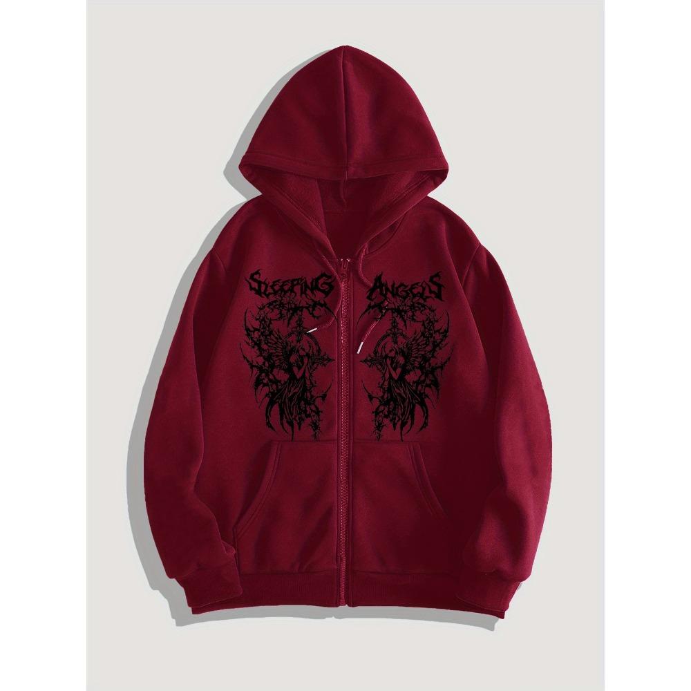 Sudadera Cardigan con Estampado Estilo Oscuro Gótico para Hombre Otoño e Invierno, Suéter Sencillo Casual con Cremallera