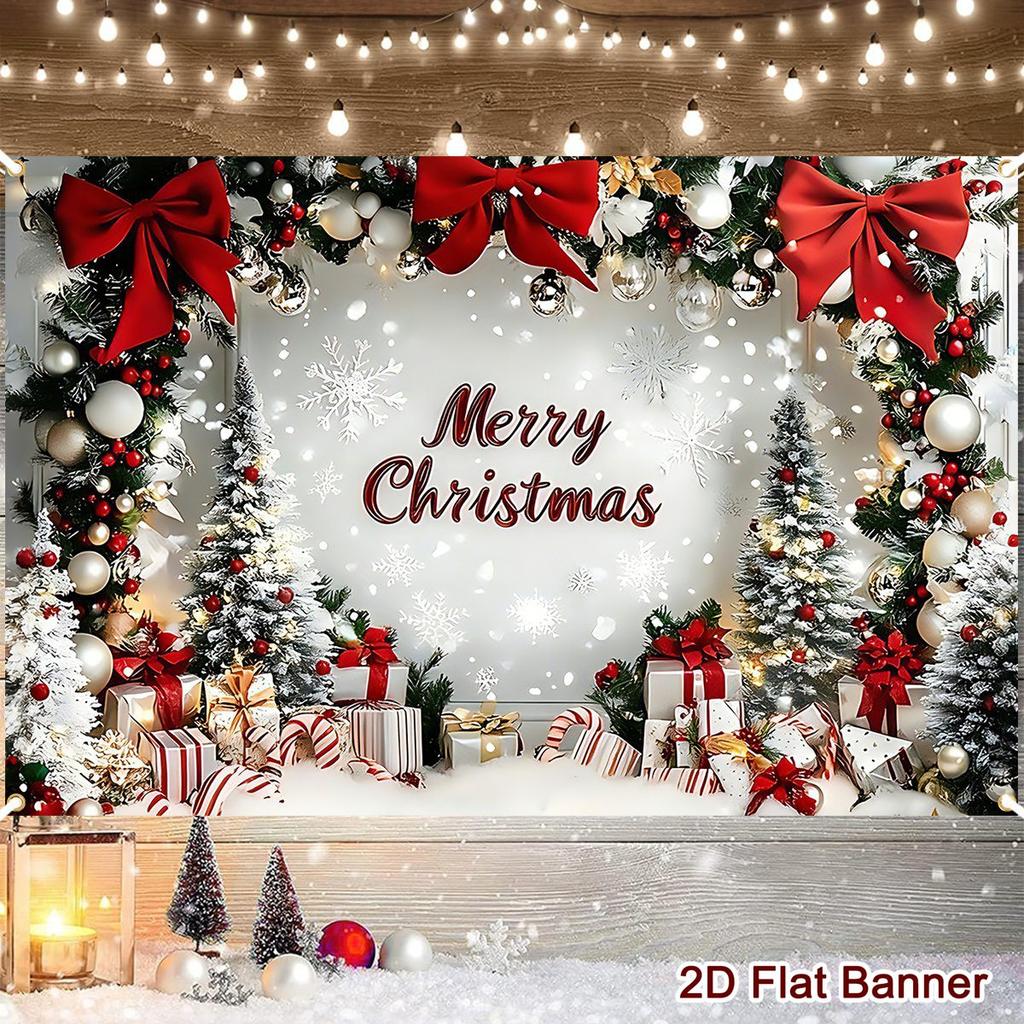 Merry Christmas Background 120*80cm Winter Wonderland Theme Polyester Backdrop for Festive Supplies Christmas Decoration