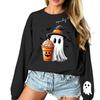 Unisex Halloween Print Long Sleeve Neck Pullover Sweatshirt, Lightweight Casual Top for Men and Women