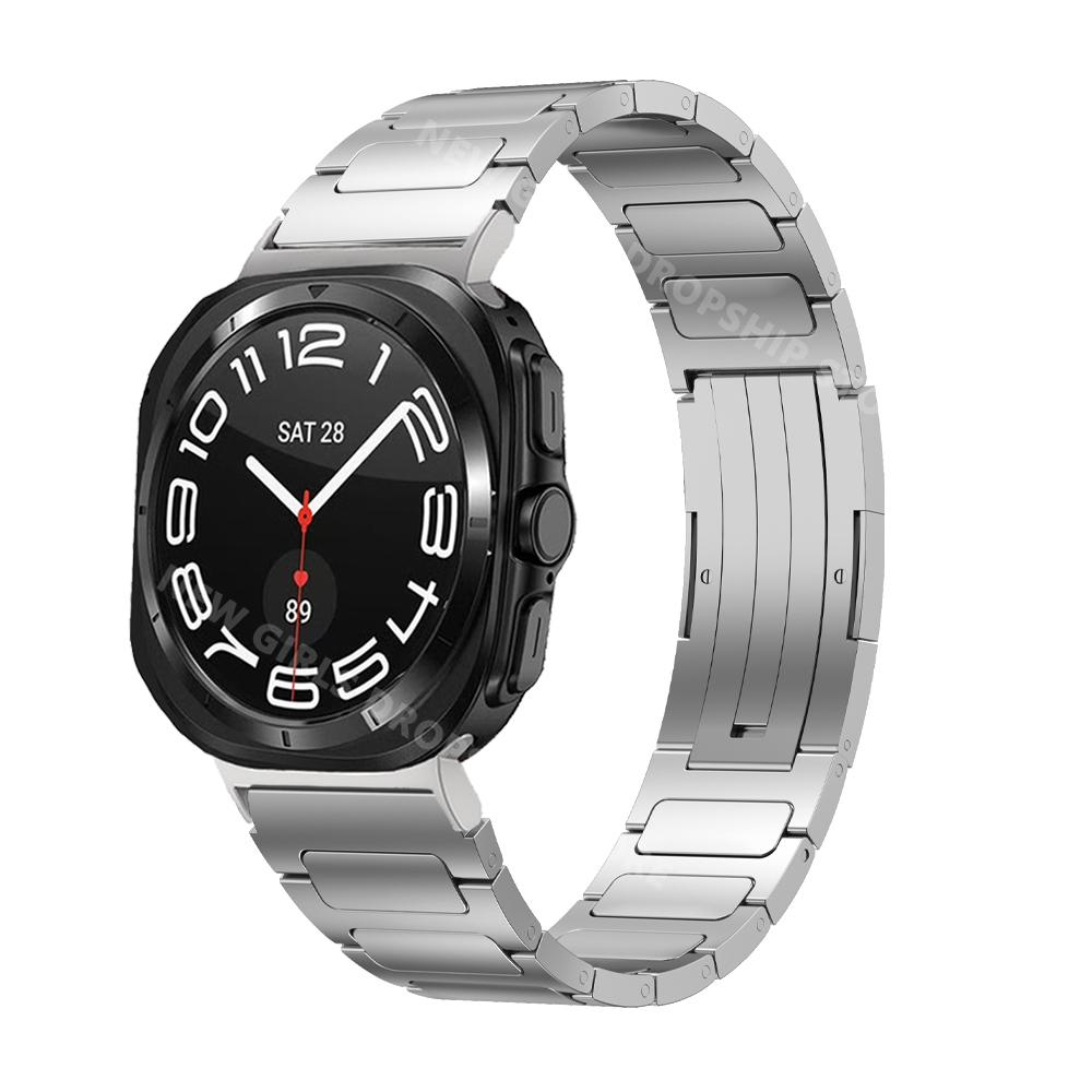 

Luxury Titanium Strap For Samsung Galaxy Watch Ultra 47mm Men Business Band For Samsung Galaxy ultra 47 Quick Fit Metal Bracelet Galaxy Ultra 47mm срібний