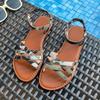 Women Trend Flat Heel Sandals 2024 Summer New Women Summer Casual Shoes Big Size Lightweight Anti-slip Slip on Sandals