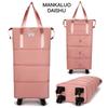 Women's Large-Capacity Rolling Backpack: Foldable, Portable Travel Bag with Universal Wheels