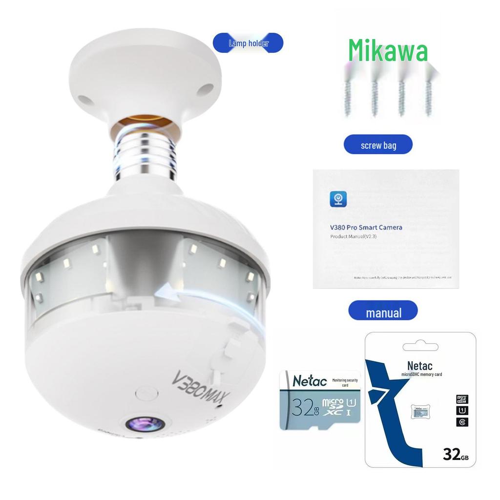 V380 E27 Wireless WiFi Panoramic Fisheye Bulb Camera