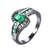 Black Gold KT Oval Zircon Ring Women's Ring Oval Ring White Black Jewelry Antique Women