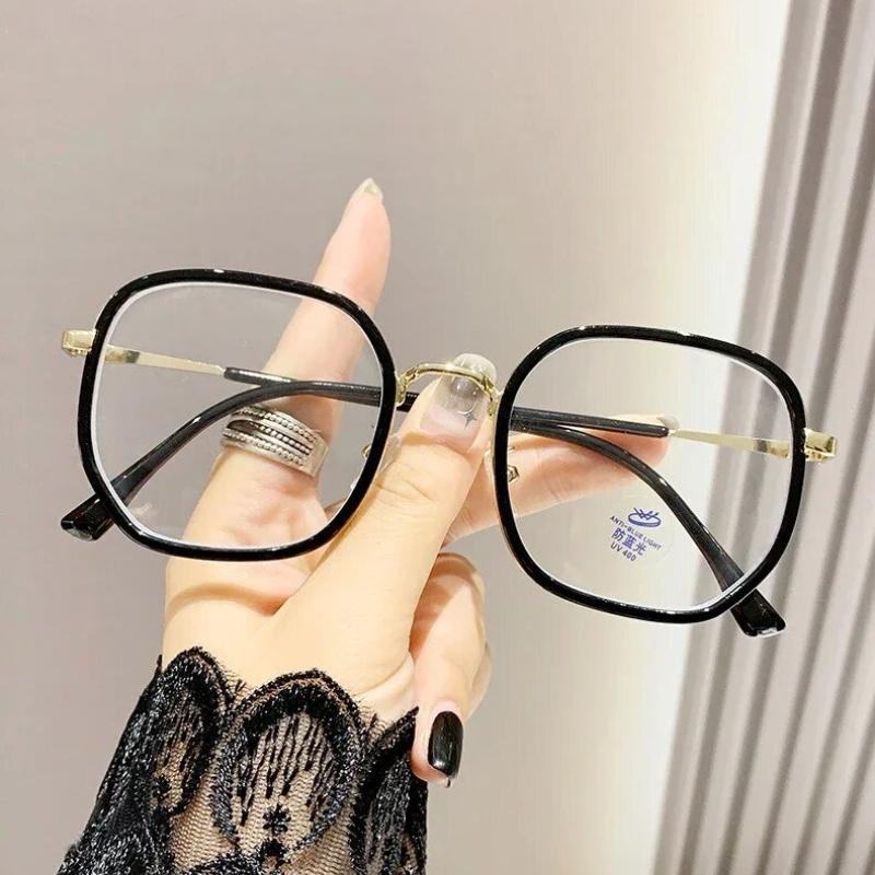 3PCS Retro Fashion Polygonal Anti-Blu-Ray Glasses Women Men Computer Anti-Radiation Glasses Interchangeable Lens