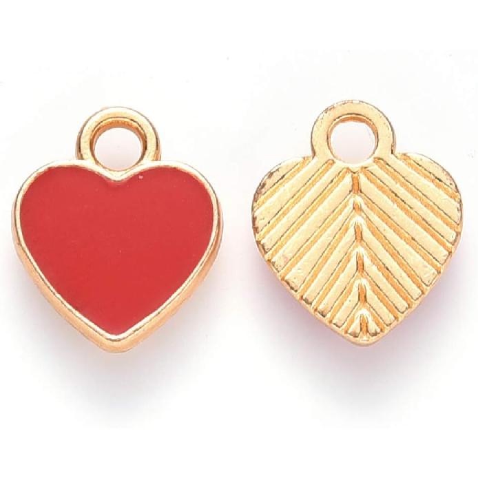 KitBeads 100pcs Enamel Red Heart Charms Mini Valentine's Day Love Heart Shaped Charms for Jewelry Making Bulk