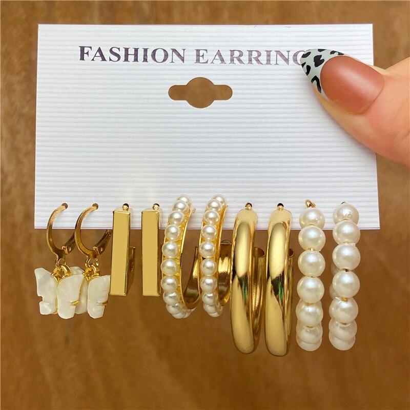 iF ME Fashion Cheap Jewelry Vintage Gold Stud Earrings for Women Bohemian Fashion Moon Star Butterfly Heart Stud Earrings Jewelry