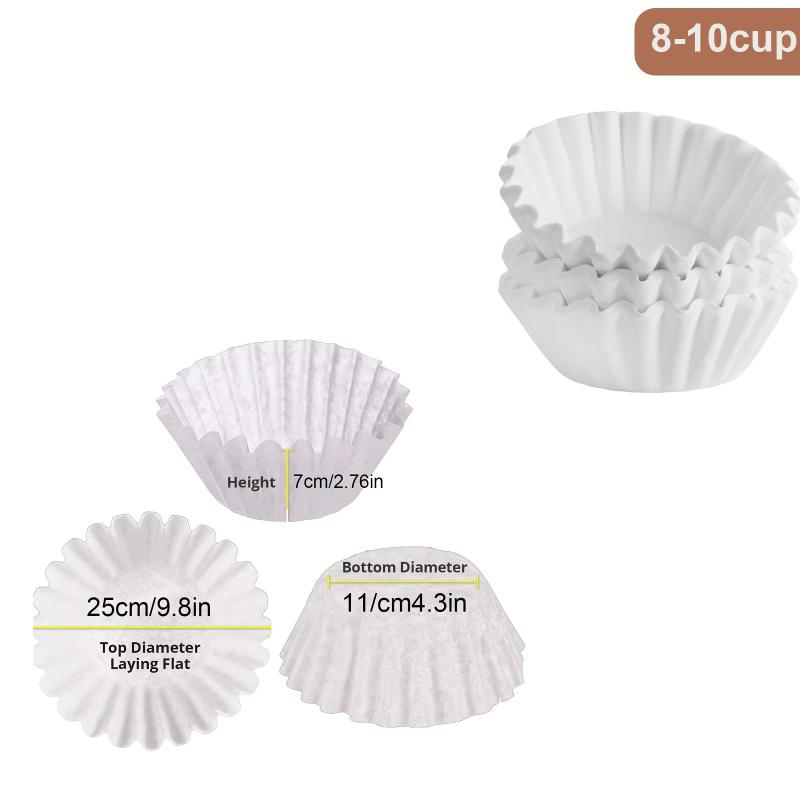 100pc Disposable Coffee Filter, Basket Type 8-10Cup, Compatible with Single Pouring Coffee Machine and Dripping Coffee Machine
