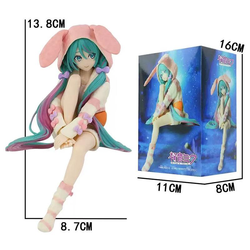 NEW 15cm Figure HATSUNE MIKU Noodle Stopper Figure Rabbit Ear Pajamas Model Toy Doll Action Figure Collection Gift PVC