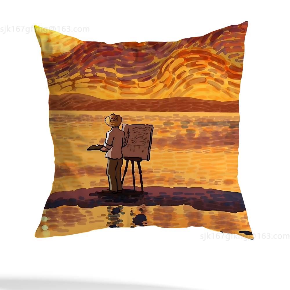 Van Gogh Pillow Case Sofa Living Room Bedroom Headboard Backrest Cushion Square Cushion Nap Time