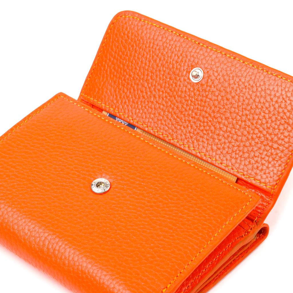 Молодежный женский кошек из натуральной кожи флотар CANPELLINI Wallet 21594 Оранжевый
