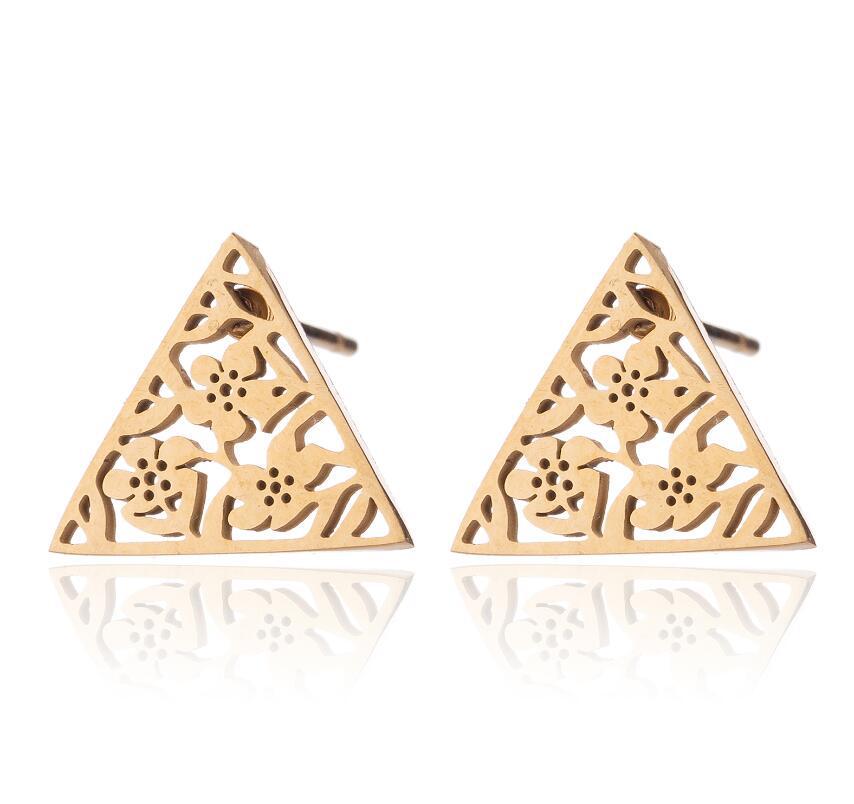 Korean Style Geometric Triangle Hollow Flower Ear Cuff Earrings for Women