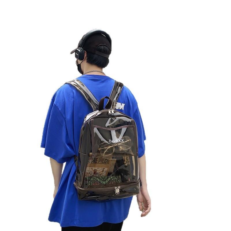 Schoolbag transparent backpack men's backpack large capacity fashion trend jelly bag personalized student schoolbag women's 1011 new models