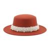 Top Hat Short Brim Hepburn Style British Style Small Round Tibetan High-end Jazz Hat Versatile Flat Top Felt Hat Pearl Premium New