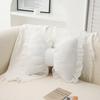 Simple Cute Bow Backrest Sofa Cushion - Comfortable, Breathable, Lace-Edged Support for Living Room or Bedside