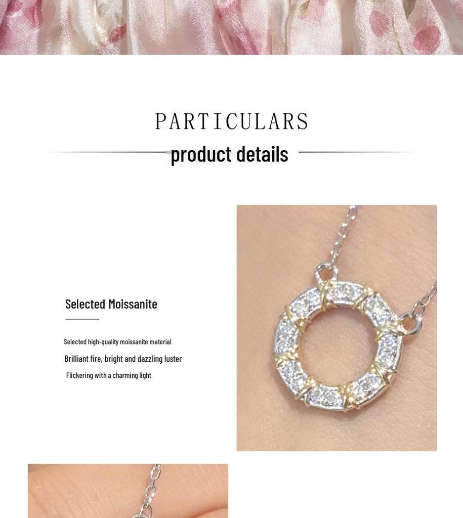 Luxury Two-Tone X Row Moissanite Necklace: S925 Sterling Silver & Diamond Pendant for Women