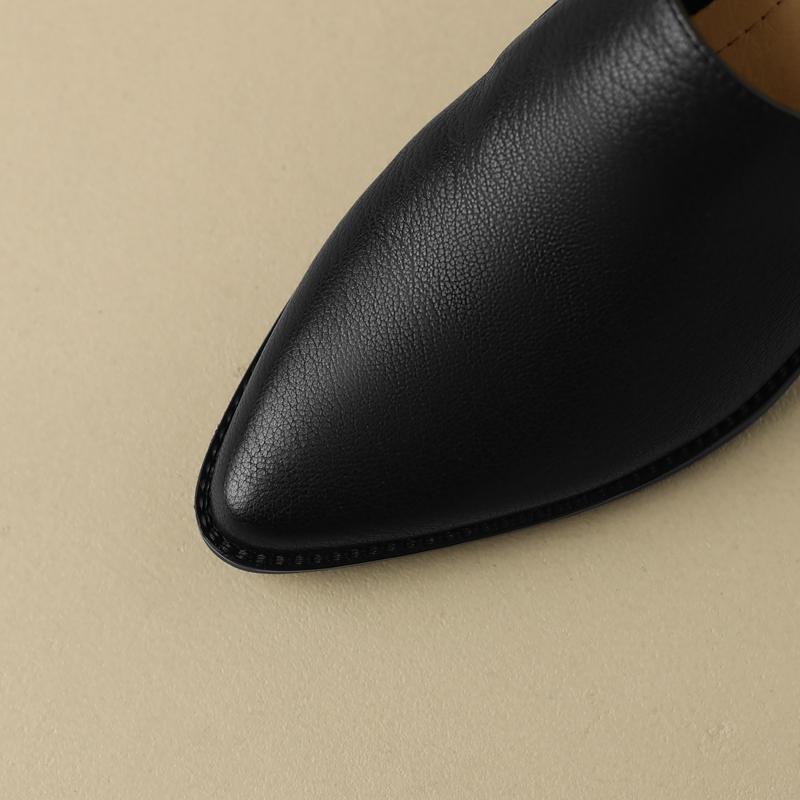 Fashion Women's New Simple and Comfortable Vintage Leather Pointed High Heels Large Lefu Shoes