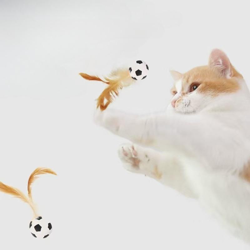 3pcs Cat Interactive Ball Toys Bouncy Balls With Feathers For Indoor Cat Bouncing Ball Cat Training Toy Pet Supplies