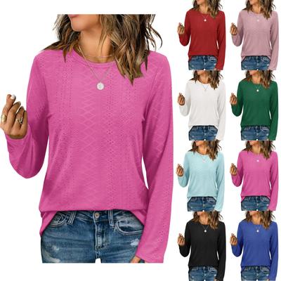 Kadın Modası Günlük Uzun Kollu Yuvarlak Yaka Tişört Üstü