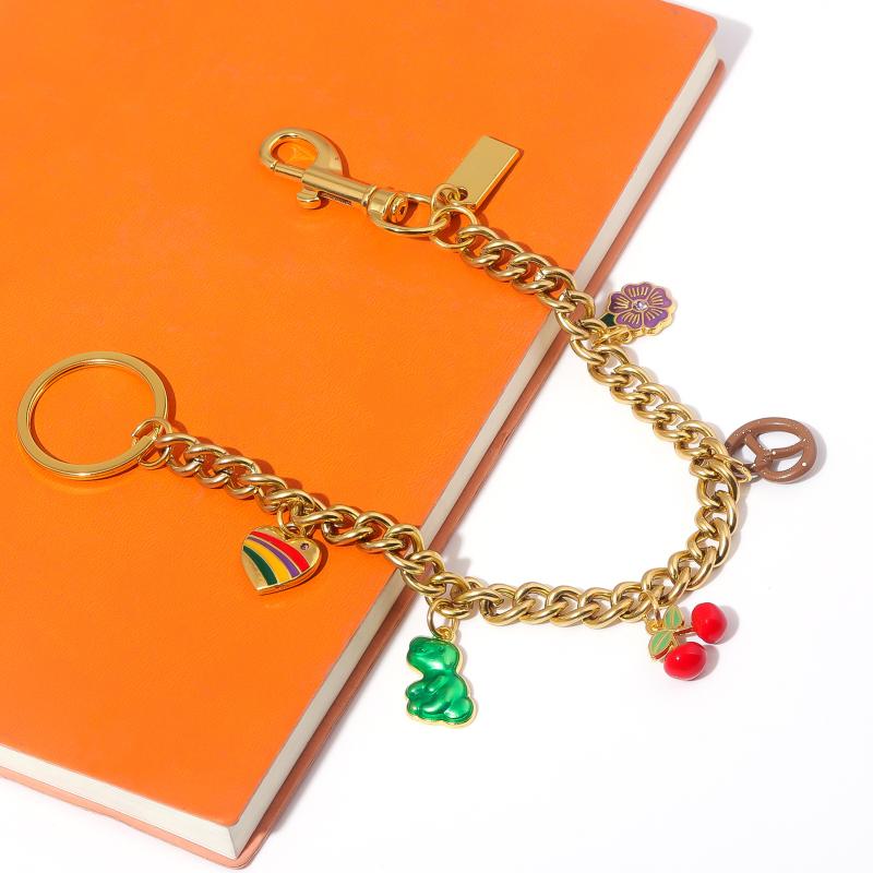 Cute  Bag Keychain Flower Cherries And Cookies Pendant Bag Chain For Women Bag Charm Cute Accessories Jewelry Gifts