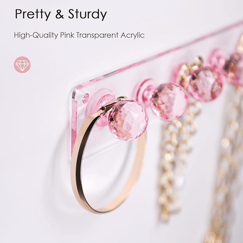 Necklace Holder, Acrylic Hanger, Wall Mont Organizer, Jewelry Hooks for Necklaces, Bracelets, Chains