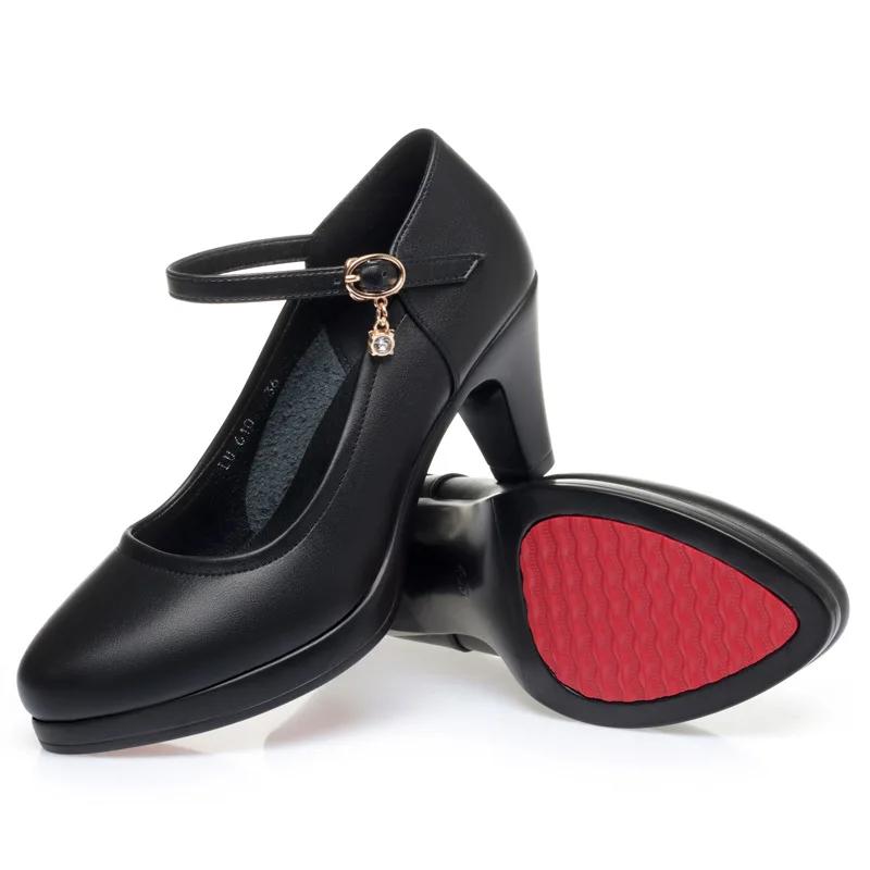 Platform Pumps Soft Leather Elegant Women's Shoes Model Walking Shoes Women Thick Soled Career Work High Heels Round toe Shoes