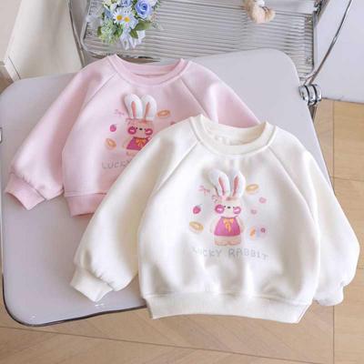 Girls' Bunny Top Sweatshirt - 2026 Spring/Autumn Round Neck Pullover