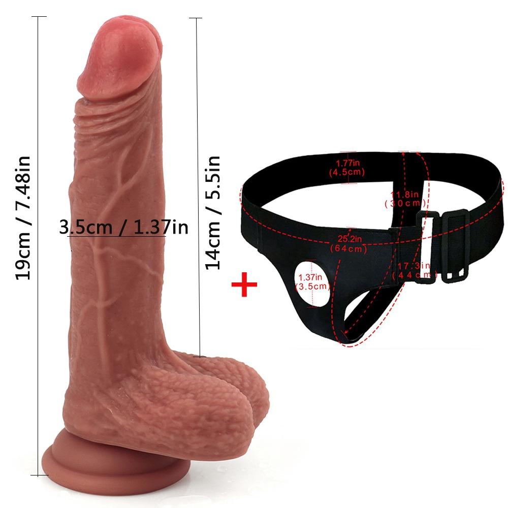 RUNYU Strap-on realistische Penis-Dildo-Hose, Anal-Sex-Spielzeug für Frauen, Lesben, Männer, Schwule, Strap-on-Silikon-Dildos, Spiele