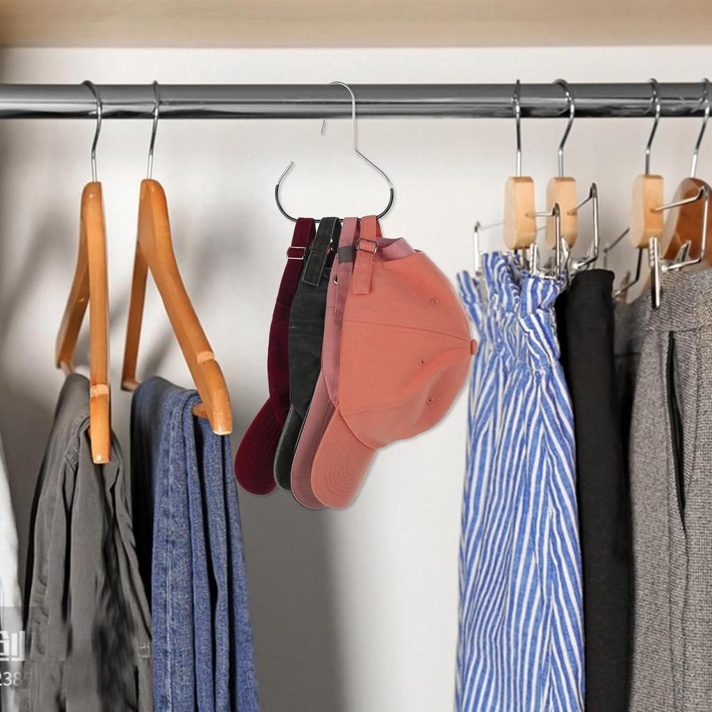 3 Packs Hat Hangers for Closet, Hat Organizers, Baseball Caps, Stainless Steel Hat Storage Hook, Hat Rack, Slip-Resistant, Space-Saving, Black