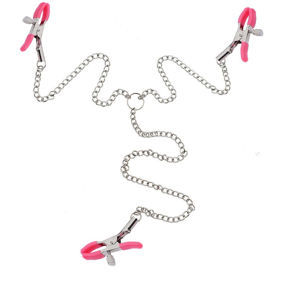 Adult Supplies I-Shaped Nipple Clamp Sexy Nipple Clamp Clitoral G-Spot Chain Clip Regular Three-Head Four-Head I-Shaped Clip
