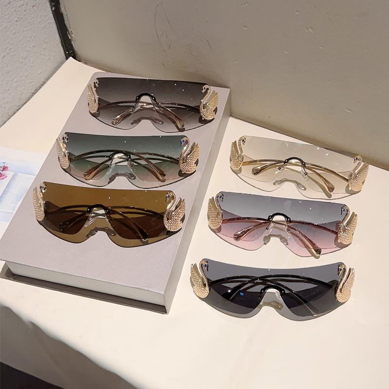 Rimless Y2k Sunglasses Women Fashion Monoblock Gradient Shades  New Trendy Luxury Brand Design Decor Sun Glasses