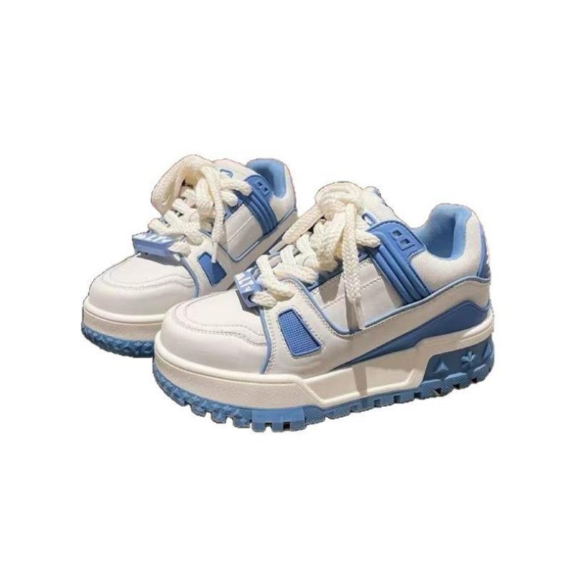 Lace-up big head bread shoes spring new thick-soled muffin small fat Ding casual board shoes small white sports shoes