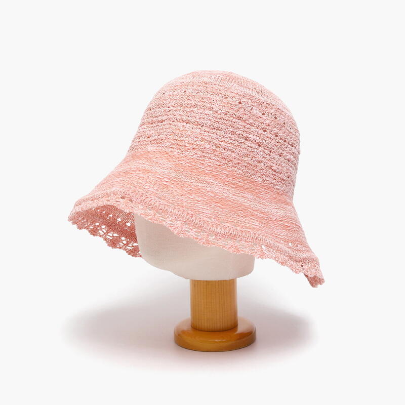 

Women s Scarf Wire Brim Knit Punching Bucket Hat pink