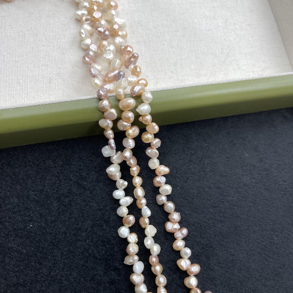 1String, Natural Shell Mother of Pearl Beads, 5-6mm, Handmade 37-hole Double-sided Light Beads for Jewelry Making DIY, Unique Birthday Party Gift 36cm