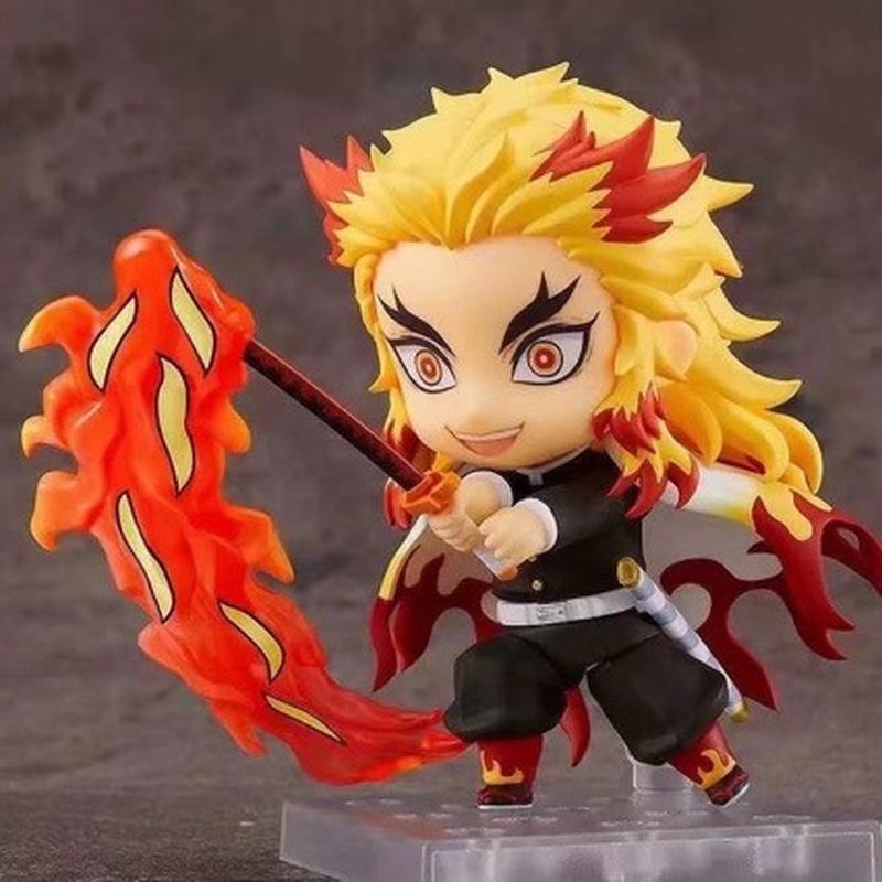 Durable 10cm Demon Slayer Kyojuro Rengoku Flame Hashira #1541 Action Figure Face Swappable Poseable Boxed Anime Collectible Figurine