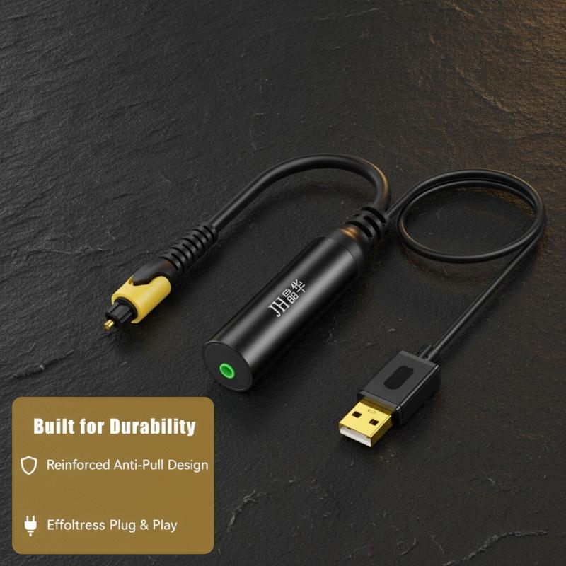 Analog to Digital Audio Adapter 3.5mm to SPDIF Converter Plug and Play for Office Conference Audio System Projector