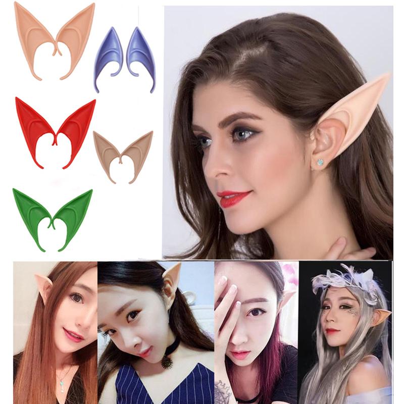 Halloween Elf Ears Cosplay Anime Game Halloween Party Costumes Props Latex Colorfull DIY Elves Ears Angel Wearing Fancy Dress