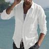 Men's Linen Shirt High Quality Lightweight and Breathable Men's Button-Down Shirt Men's Cotton Linen Shirt 100% Solid Color