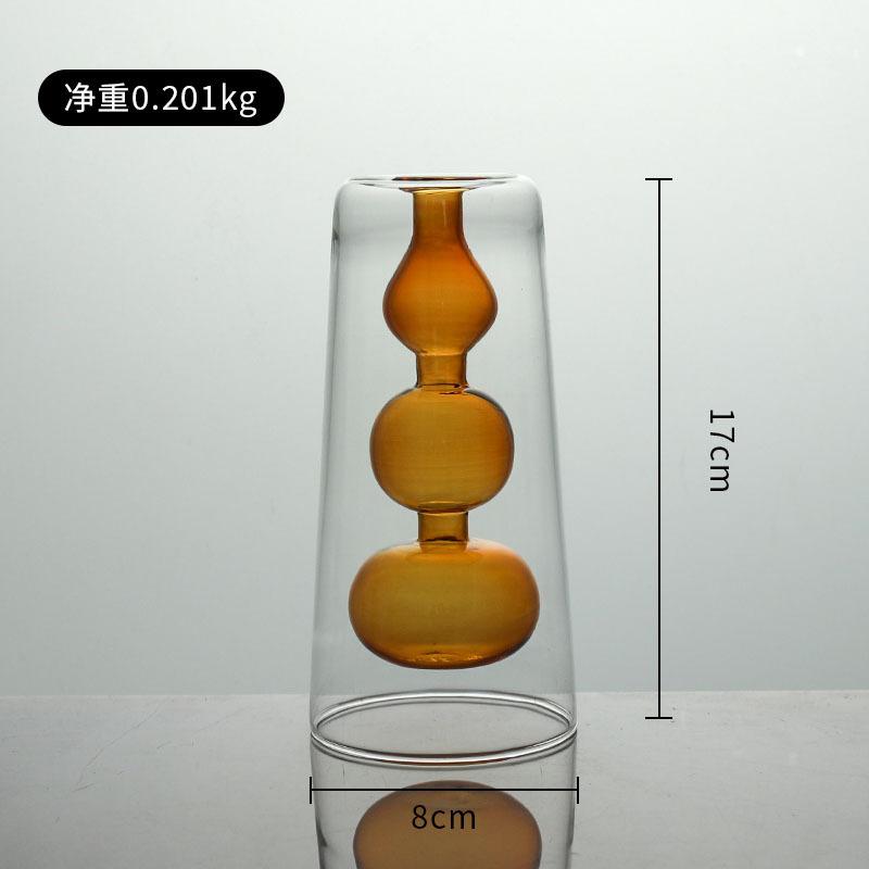 

Simple stained glass creative double glass transparent vase personality desktop decoration hydroponic flower device