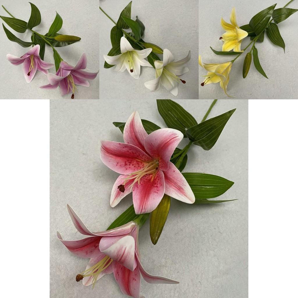 Realistic 3d Cloth Artificial Lilies Fake Flowers For Wedding Decor Home Staging Photography Props
